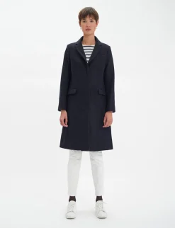 Store Ines de la Fressange Paris Franck navy and black herringbone wool coat