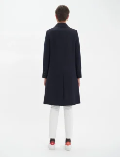 Store Ines de la Fressange Paris Franck navy and black herringbone wool coat