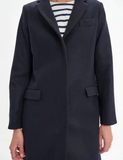 Store Ines de la Fressange Paris Franck navy and black herringbone wool coat