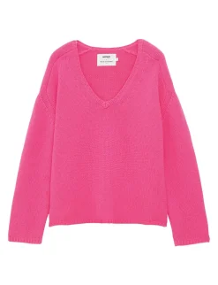 Online Ines de la Fressange Paris Fuchsia V-neck jumper with hammered sleeves x Notshy