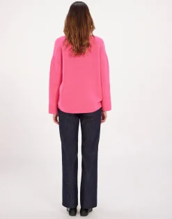 Online Ines de la Fressange Paris Fuchsia V-neck jumper with hammered sleeves x Notshy
