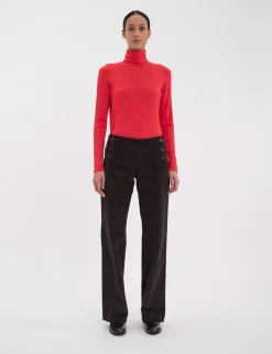 Outlet Ines de la Fressange Paris Gabriel trousers in brown milleraies velvet