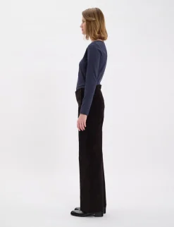 Outlet Ines de la Fressange Paris Gabriel trousers in brown milleraies velvet