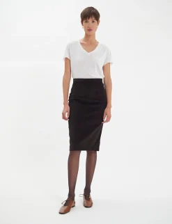 Flash Sale Ines de la Fressange Paris Gabriela skirt in brown milleraie velvet