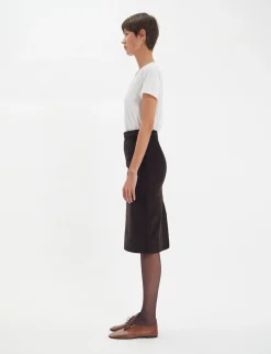 Flash Sale Ines de la Fressange Paris Gabriela skirt in brown milleraie velvet