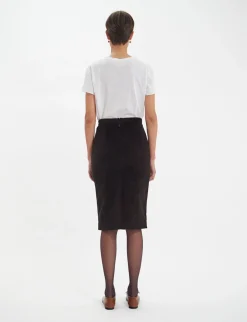 Flash Sale Ines de la Fressange Paris Gabriela skirt in brown milleraie velvet