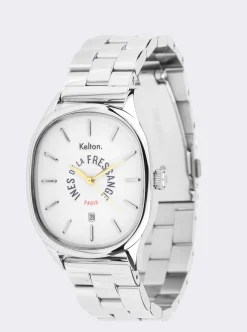 Discount Ines de la Fressange Paris Grande Colorama silver watch Kelton x