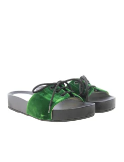 Shop Ines de la Fressange Paris Green lace-up mule