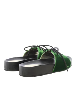 Shop Ines de la Fressange Paris Green lace-up mule