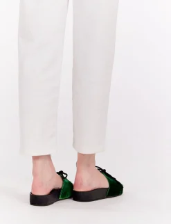 Shop Ines de la Fressange Paris Green lace-up mule