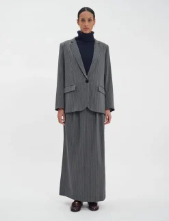 Discount Ines de la Fressange Paris Grey Bruna jacket with white stripes