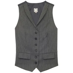 Outlet Ines de la Fressange Paris Grey Robinson waistcoat with white stripes