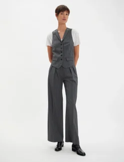 Outlet Ines de la Fressange Paris Grey Robinson waistcoat with white stripes