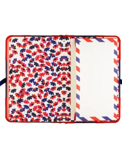 Discount Ines de la Fressange Paris Ines medium notebook navy blue and red