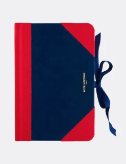 Discount Ines de la Fressange Paris Ines medium notebook navy blue and red