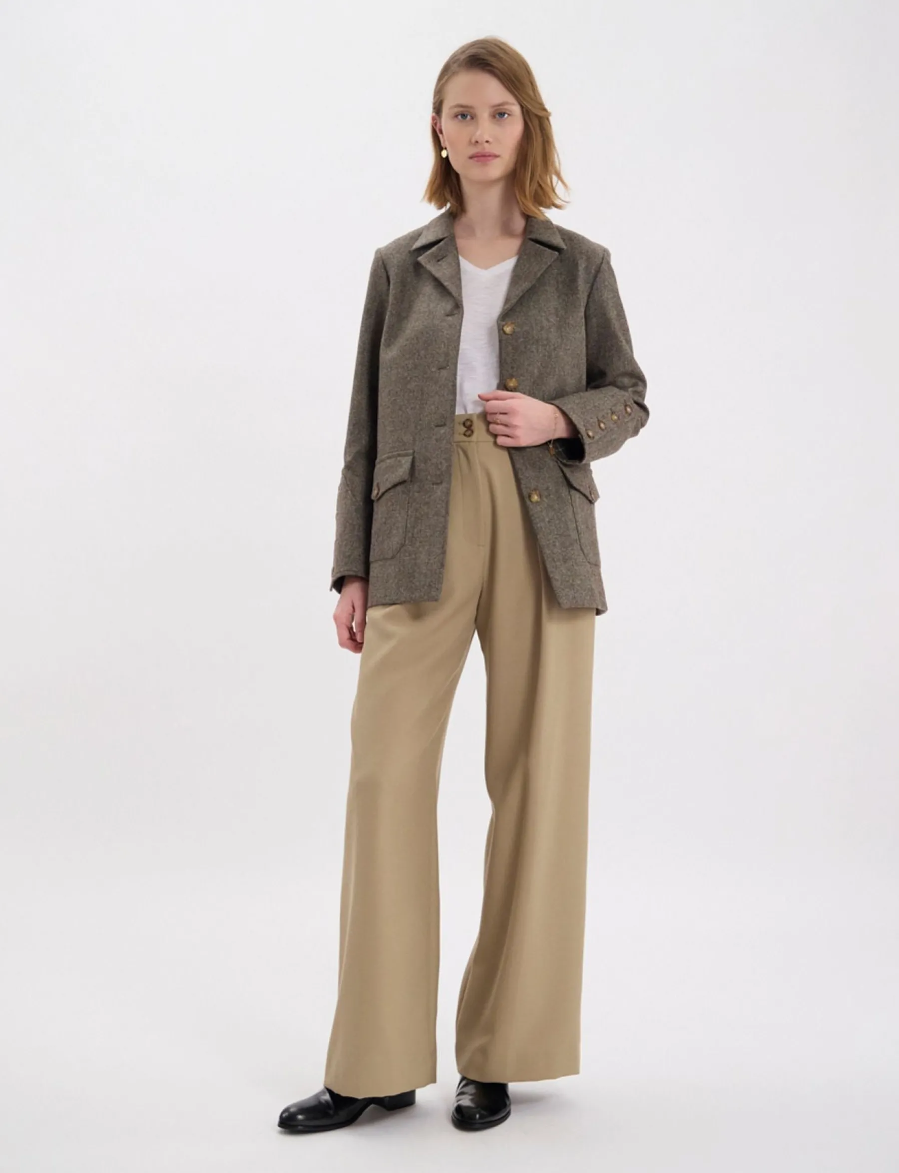 Cheap Ines de la Fressange Paris Jil mottled green wool jacket