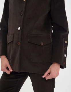 Online Ines de la Fressange Paris Jill jacket in brown milleraies velvet