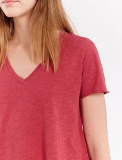 Cheap Ines de la Fressange Paris Katalina V-neck T-shirt Raspberry