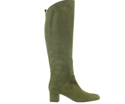 Shop Ines de la Fressange Paris Khaki suede heel boot