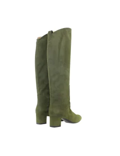 Shop Ines de la Fressange Paris Khaki suede heel boot
