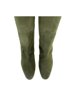 Shop Ines de la Fressange Paris Khaki suede heel boot