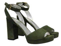 Sale Ines de la Fressange Paris Laura platform sandal in khaki suede
