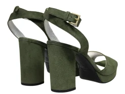 Sale Ines de la Fressange Paris Laura platform sandal in khaki suede