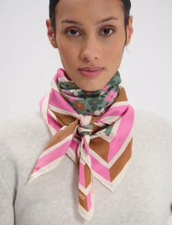 Flash Sale Ines de la Fressange Paris Lewis silk scarf, green and pink floral design