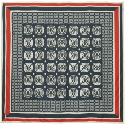 Clearance Ines de la Fressange Paris Lewis silk scarf, slate-blue and red oak leaf motif