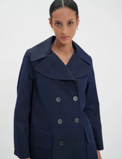 Best Sale Ines de la Fressange Paris Lightweight navy blue Seraphine coat