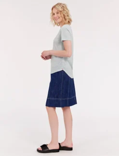 Clearance Ines de la Fressange Paris Lison T-shirt in turquoise linen