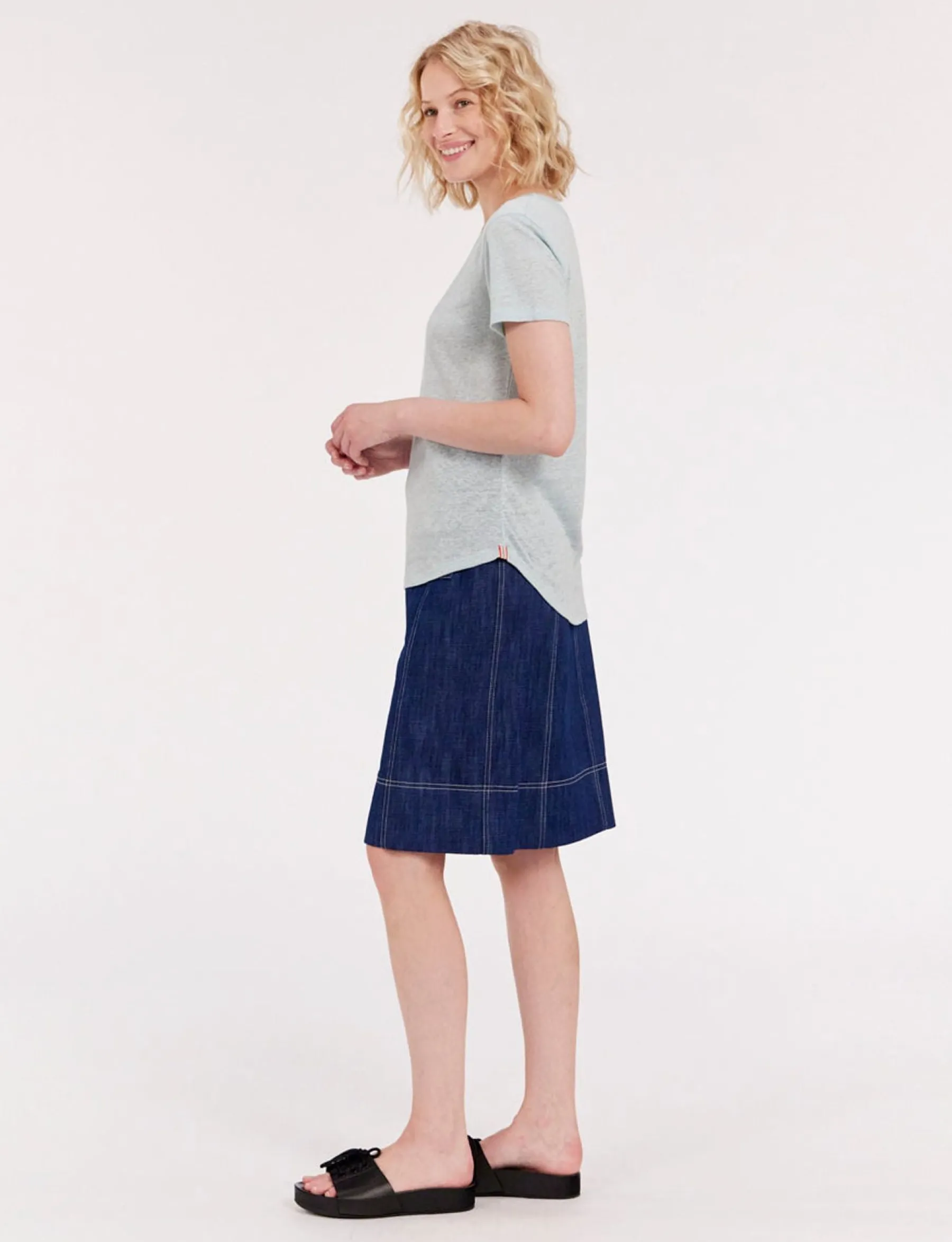 Clearance Ines de la Fressange Paris Lison T-shirt in turquoise linen