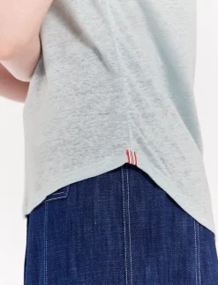 Clearance Ines de la Fressange Paris Lison T-shirt in turquoise linen