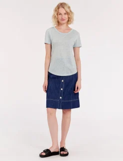 Clearance Ines de la Fressange Paris Lison T-shirt in turquoise linen