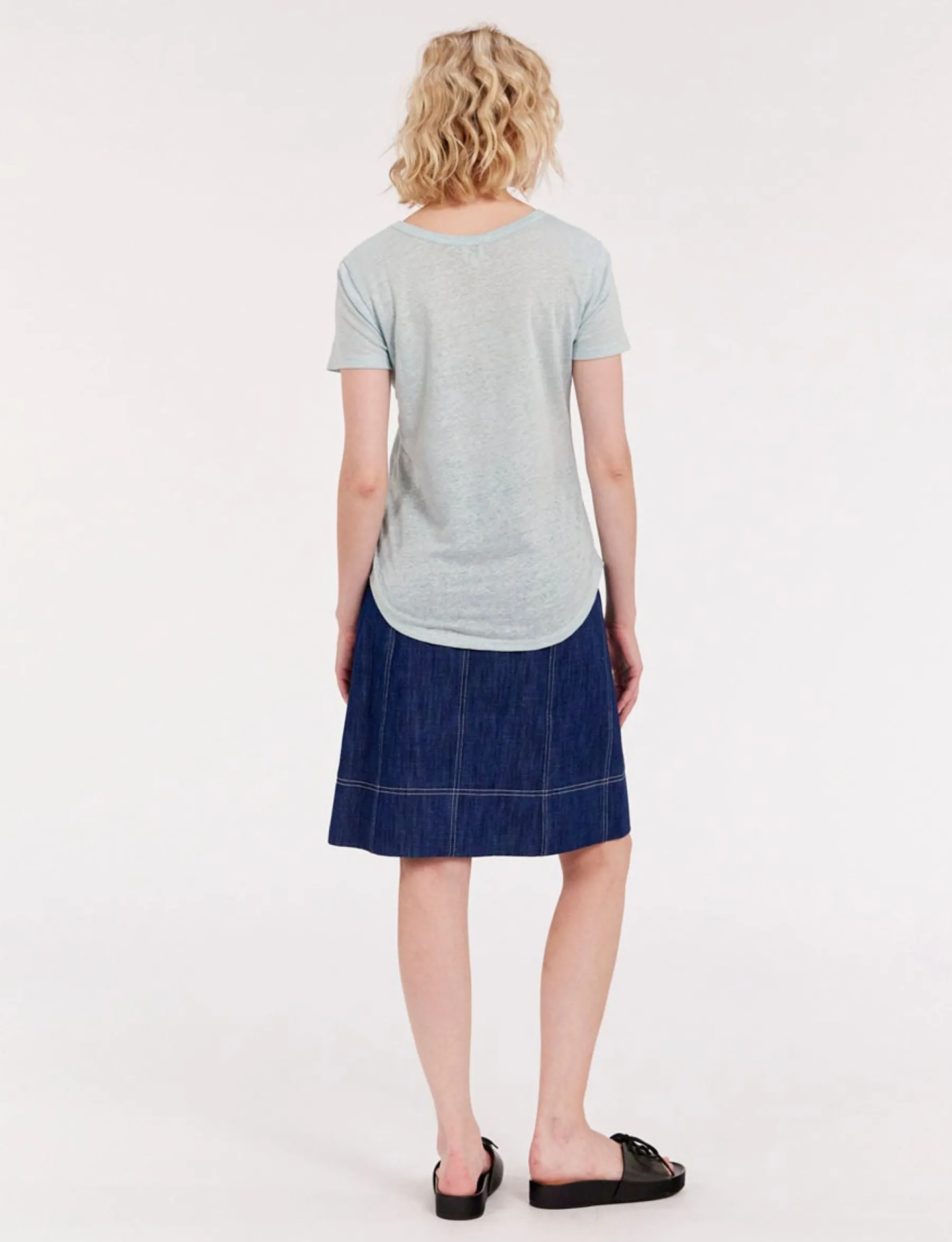 Clearance Ines de la Fressange Paris Lison T-shirt in turquoise linen