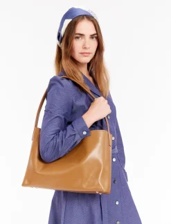Best Ines de la Fressange Paris Léonore L bag camel leather