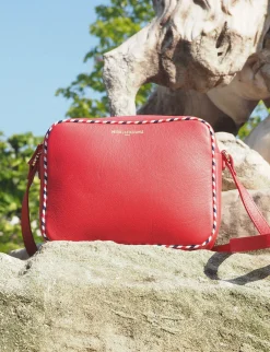 Sale Ines de la Fressange Paris Marcia red leather bag