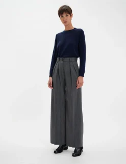 Cheap Ines de la Fressange Paris Marlène grey trousers with white stripes