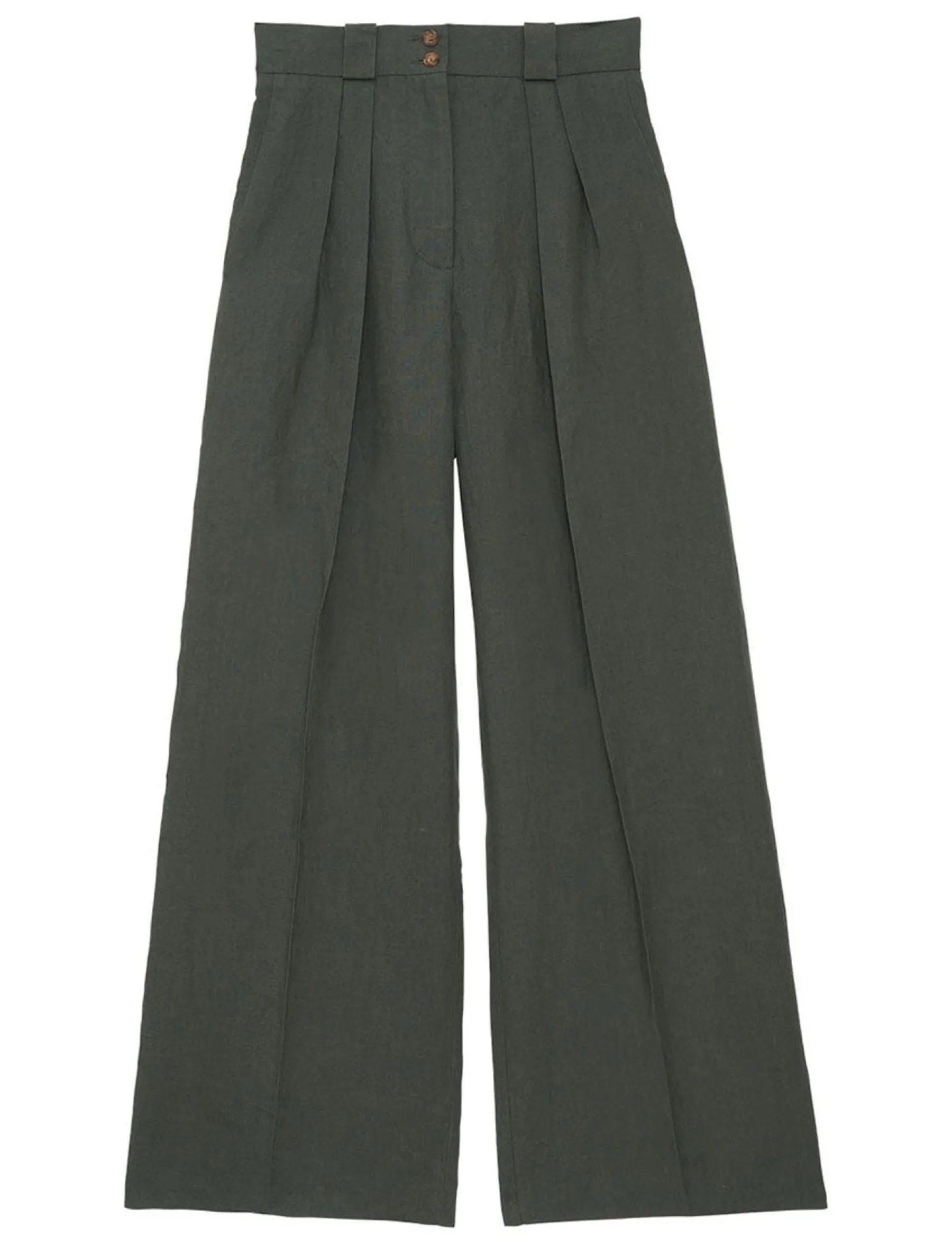 Online Ines de la Fressange Paris Marlène trousers in dark green linen