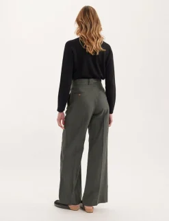 Online Ines de la Fressange Paris Marlène trousers in dark green linen