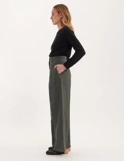 Online Ines de la Fressange Paris Marlène trousers in dark green linen