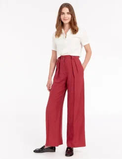 Store Ines de la Fressange Paris Marlène trousers in raspberry linen