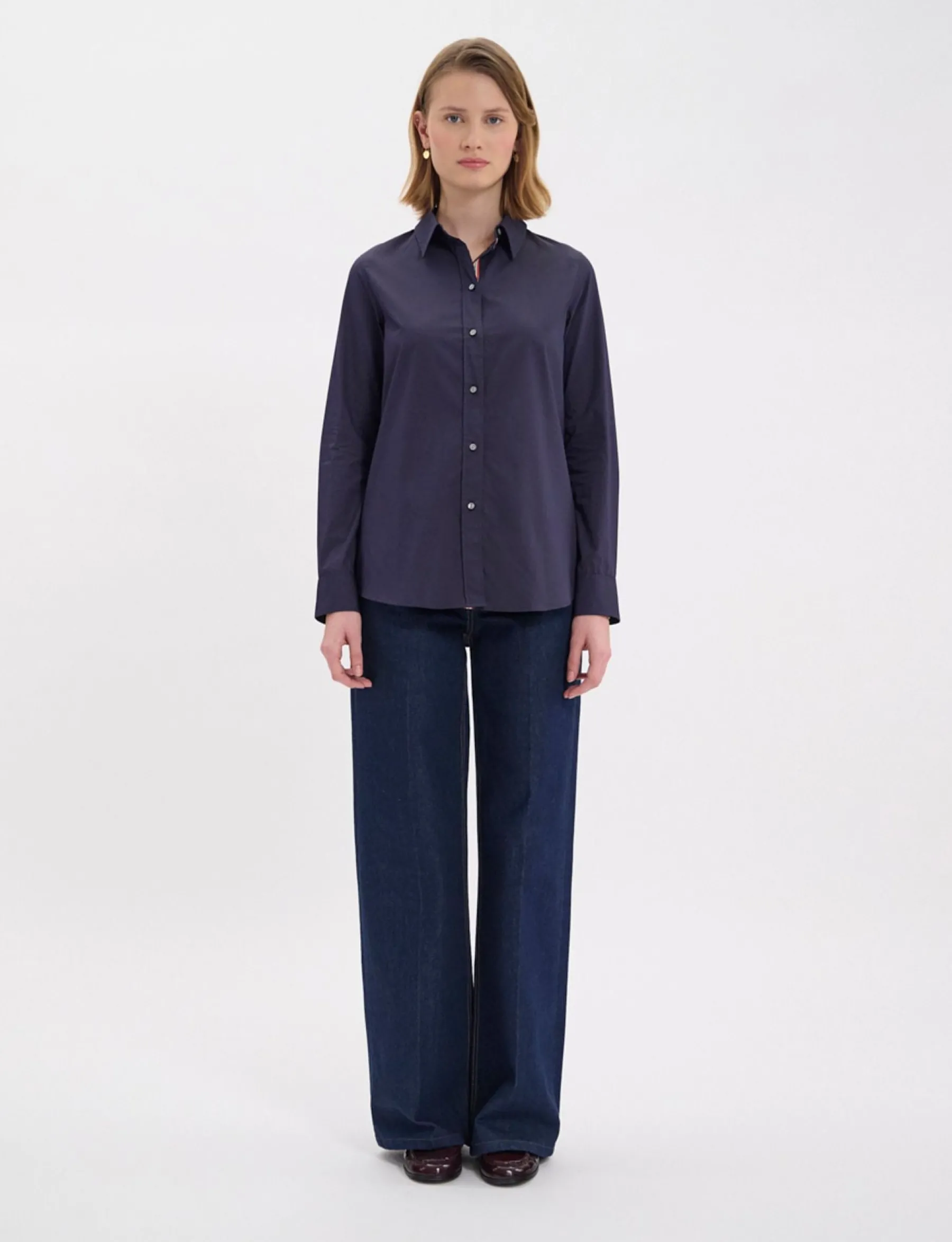 Flash Sale Ines de la Fressange Paris Martin navy blue shirt