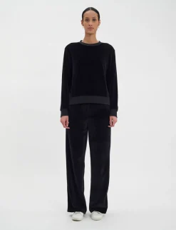 Hot Ines de la Fressange Paris Mathilde sweatshirt in smooth black velvet