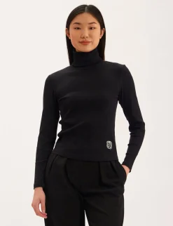 Best Sale Ines de la Fressange Paris Matthieu black lightweight turtleneck jumper