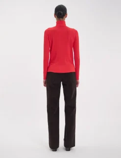 Fashion Ines de la Fressange Paris Matthieu red turtleneck T-shirt
