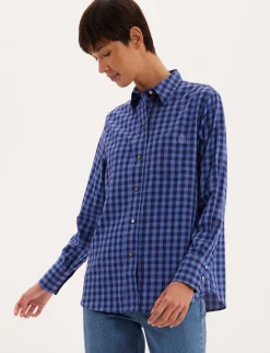 Cheap Ines de la Fressange Paris Maureen blue check shirt