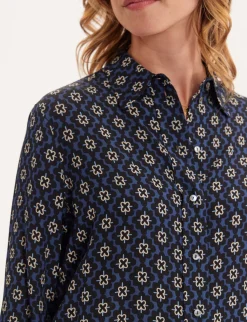 Shop Ines de la Fressange Paris Maureen blue print shirt