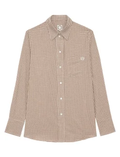 Online Ines de la Fressange Paris Maureen brown and ecru shirt, contrasting lapels