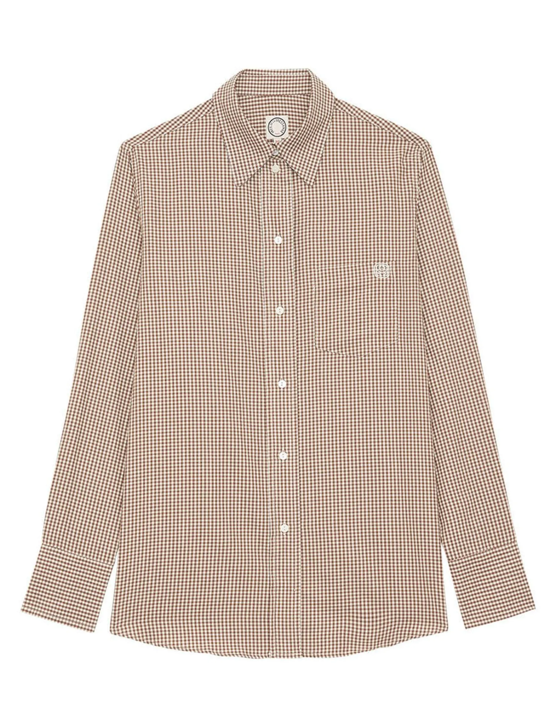 Online Ines de la Fressange Paris Maureen brown and ecru shirt, contrasting lapels